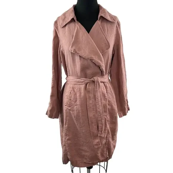 Cynthia Rowley | Jackets & Coats | Cynthia Rowley Blush Pink 0 Linen Belted  Trench Style Duster Coat Jacket M | Poshmark